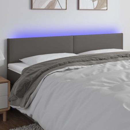 vidaXL Testiera a LED Grigio 200x5x78/88 cm in Similpelle