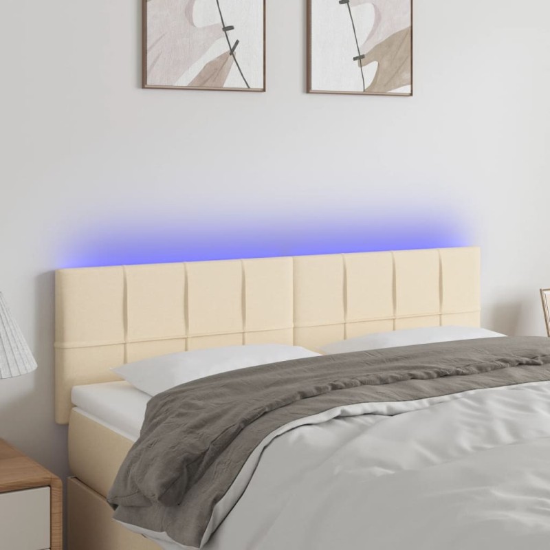 Testiera a LED Crema 144x5x78/88 cm in Tessuto Testiera a LED Crema 144x5x78/88 cm in Tessuto