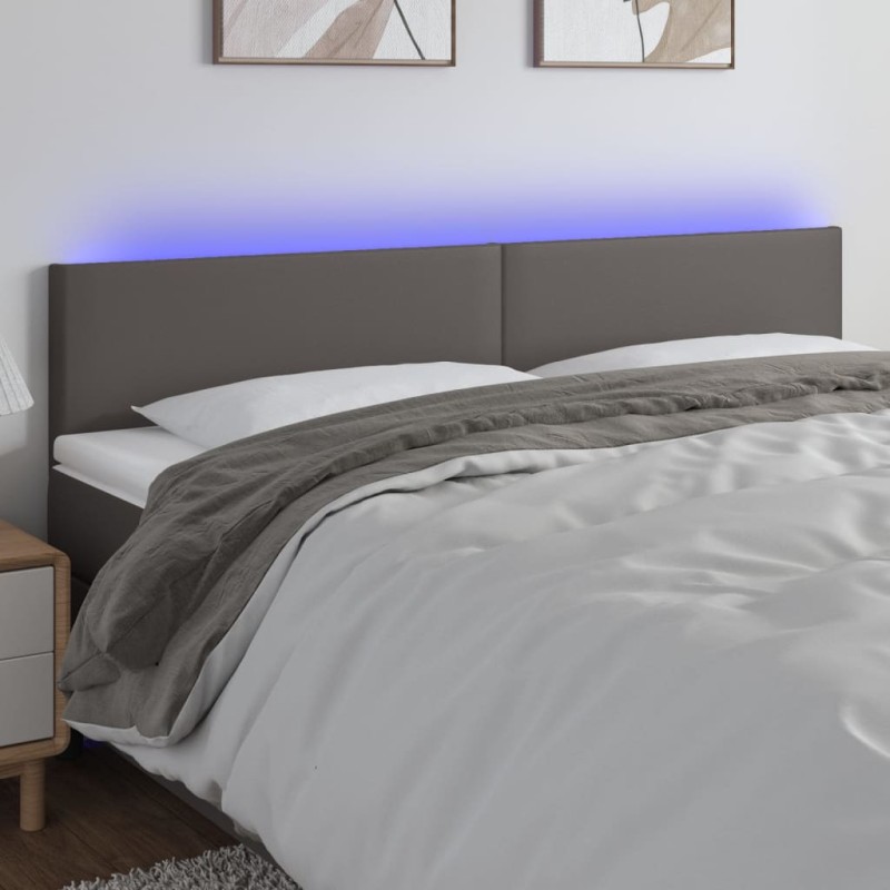 vidaXL Testiera a LED Grigio 180x5x78/88 cm in Similpelle vidaXL Testiera a LED Grigio 180x5x78/88 cm in Similpelle