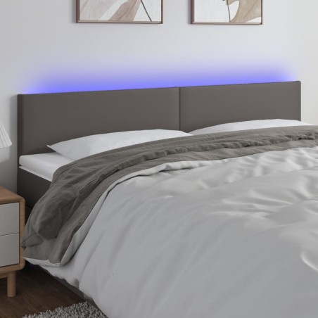 vidaXL Testiera a LED Grigio 180x5x78/88 cm in Similpelle