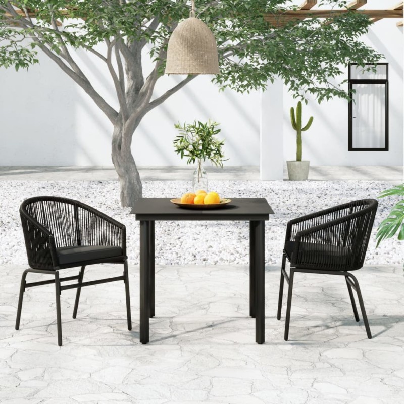 vidaXL Set Mobili da Pranzo per Giardino 3 pz Nero vidaXL Set Mobili da Pranzo per Giardino 3 pz Nero