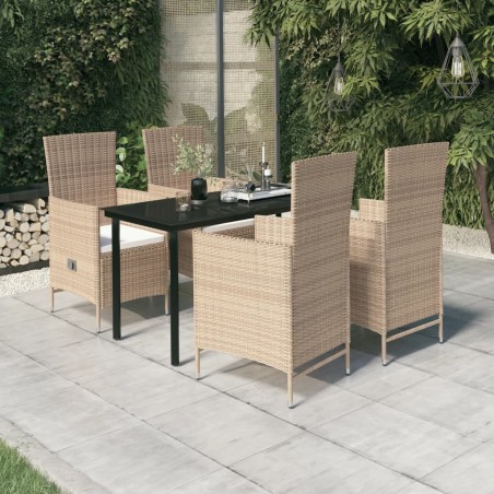 vidaXL Set da Pranzo da Giardino Beige 5 pz con Cuscini