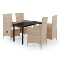vidaXL Set da Pranzo da Giardino Beige 5 pz con Cuscini