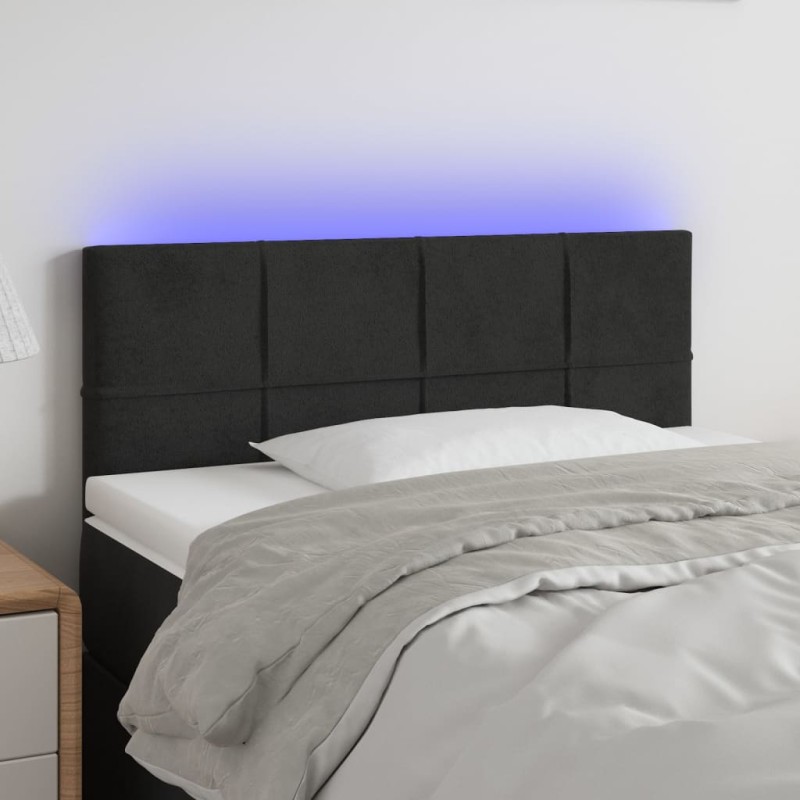 Testiera a LED Nera 100x5x78/88 cm in Velluto Testiera a LED Nera 100x5x78/88 cm in Velluto
