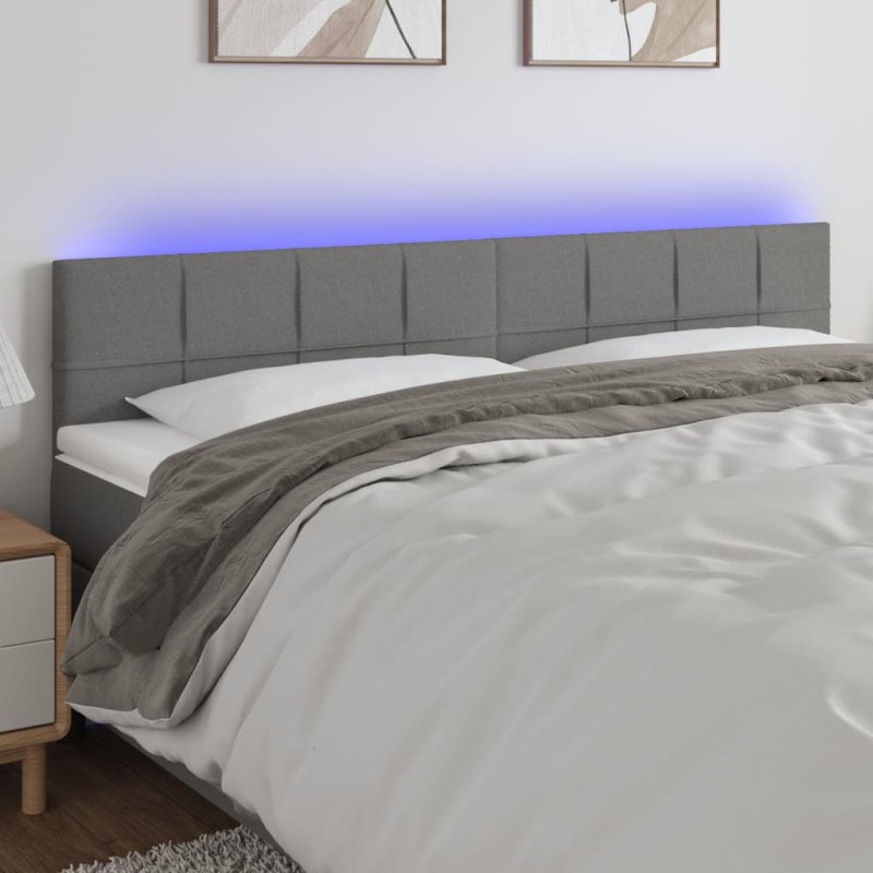Testiera a LED Grigio Scuro 200x5x78/88 cm in Tessuto Testiera a LED Grigio Scuro 200x5x78/88 cm in Tessuto