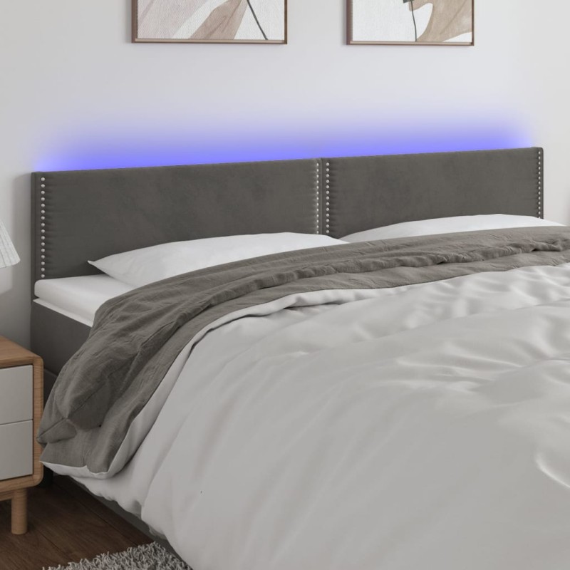 Testiera a LED Grigio Scuro 200x5x78/88 cm in Velluto Testiera a LED Grigio Scuro 200x5x78/88 cm in Velluto