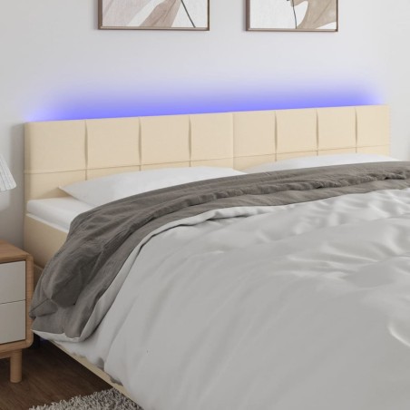 vidaXL Testiera a LED Crema 200x5x78/88 cm in Tessuto