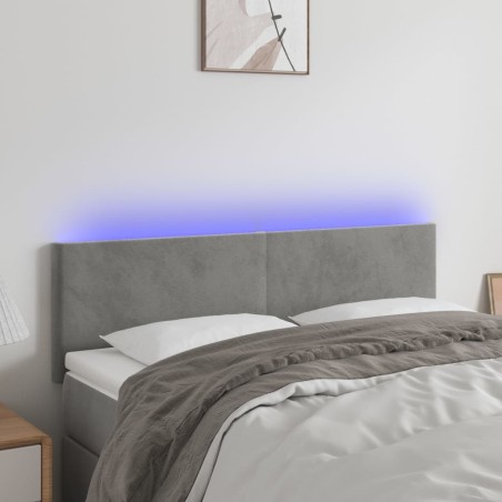 vidaXL Testiera a LED Grigio Chiaro 144x5x78/88 cm in Velluto