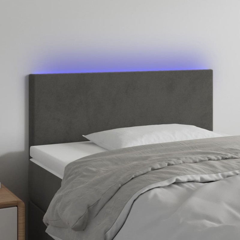 vidaXL Testiera a LED Grigio Scuro 80x5x78/88 cm in Velluto vidaXL Testiera a LED Grigio Scuro 80x5x78/88 cm in Velluto
