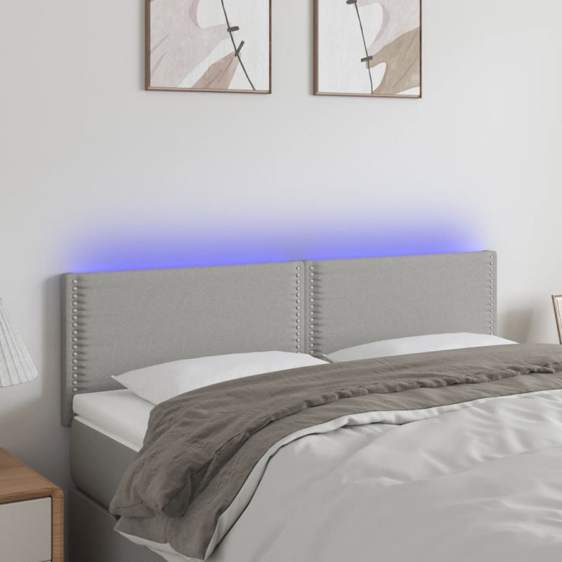 Testiera a LED Grigio Chiaro 144x5x78/88 cm in Tessuto Testiera a LED Grigio Chiaro 144x5x78/88 cm in Tessuto