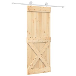 vidaXL Porta Scorrevole con Set Hardware 80x210 cm Legno Massello Pino