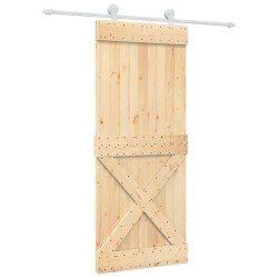 vidaXL Porta Scorrevole con Set Hardware 85x210 cm Legno Massello Pino