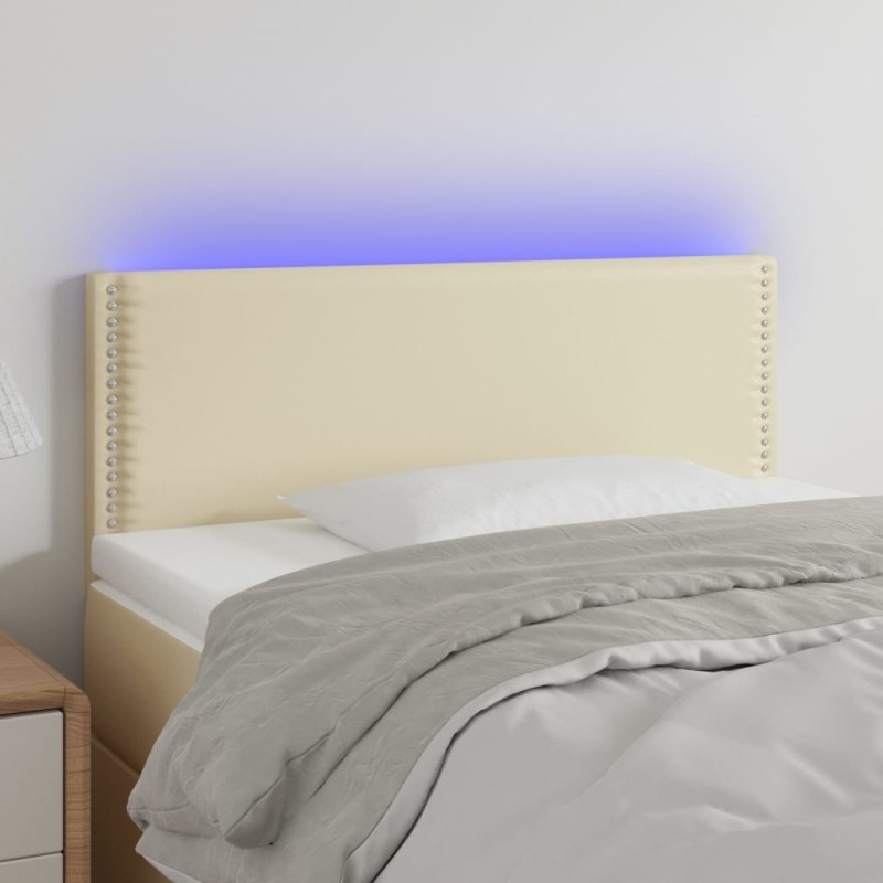 Testiera Crema a LED 100x5x78/88 cm in Similpelle Testiera Crema a LED 100x5x78/88 cm in Similpelle