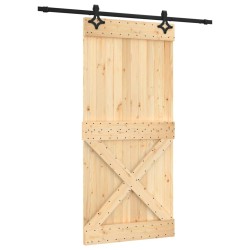vidaXL Porta Scorrevole con Set Hardware 95x210 cm Legno Massello Pino