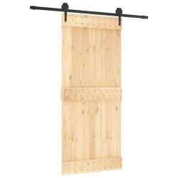 vidaXL Porta Scorrevole con Set Hardware 90x210 cm Legno Massello Pino