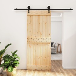vidaXL Porta Scorrevole con Set Hardware 85x210 cm Legno Massello Pino
