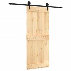 vidaXL Porta Scorrevole con Set Hardware 85x210 cm Legno Massello Pino