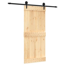 vidaXL Porta Scorrevole con Set Hardware 90x210 cm Legno Massello Pino