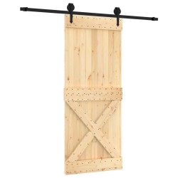 vidaXL Porta Scorrevole con Set Hardware 85x210 cm Legno Massello Pino