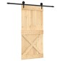 vidaXL Porta Scorrevole con Set Hardware 95x210 cm Legno Massello Pino vidaXL Porta Scorrevole con Set Hardware 95x210 cm Legno Massello Pino