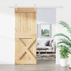 vidaXL Porta Scorrevole con Set Hardware 80x210 cm Legno Massello Pino