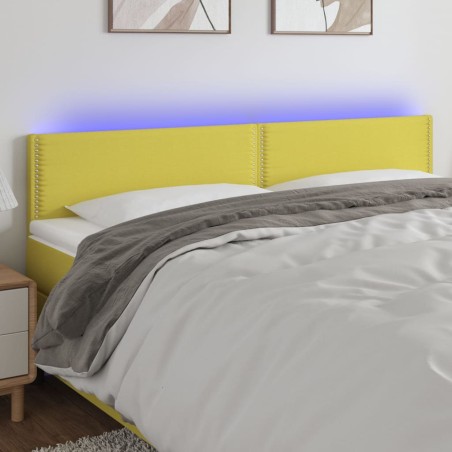 Testiera a LED Verde 180x5x78/88 cm in Tessuto