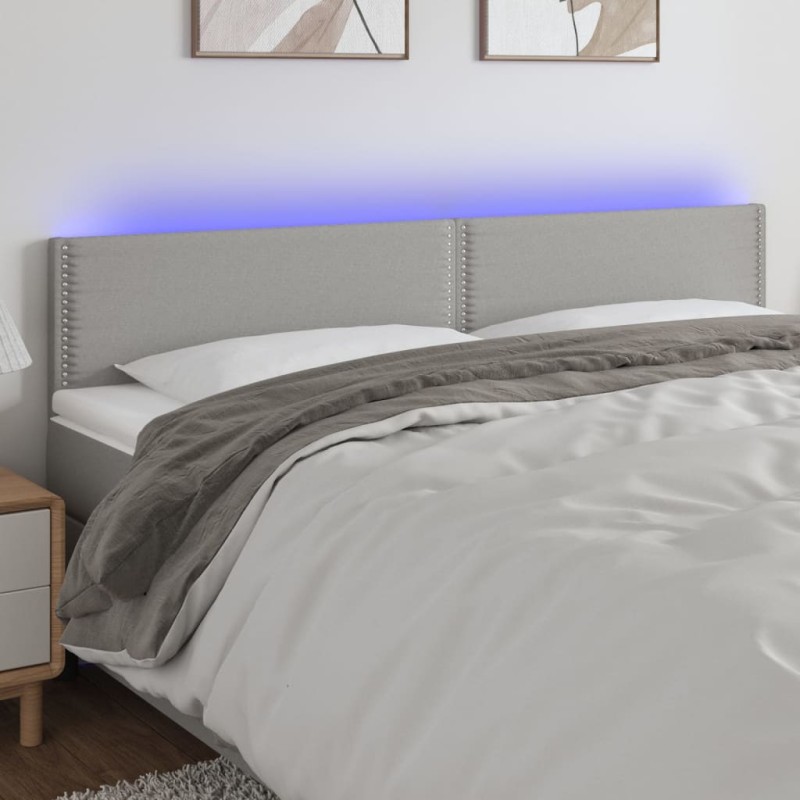 Testiera a LED Grigio Chiaro 200x5x78/88 cm in Tessuto Testiera a LED Grigio Chiaro 200x5x78/88 cm in Tessuto