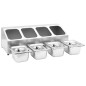 vidaXL Supporto Gastronorm con 4 Contenitori GN 1/6 in Acciaio Inox vidaXL Supporto Gastronorm con 4 Contenitori GN 1/6 in Acciaio Inox