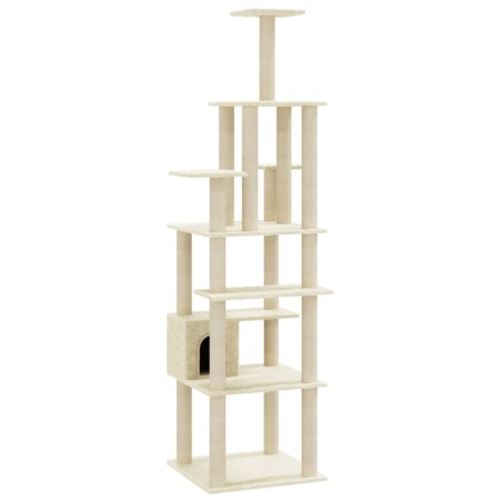 vidaXL Albero per Gatti con Tiragraffi in Sisal Crema 183 cm