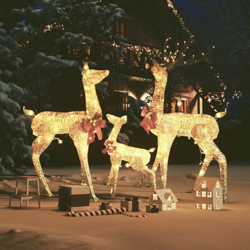 vidaXL Decorazione Natalizia con Famiglia di Renne Oro 201 LED vidaXL Decorazione Natalizia con Famiglia di Renne Oro 201 LED