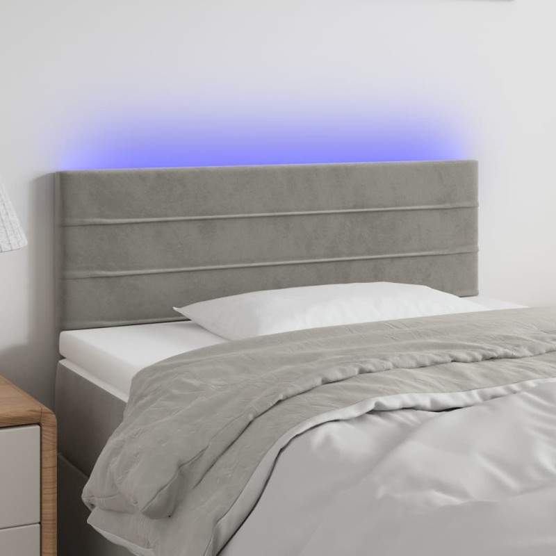 vidaXL Testiera a LED Grigio Chiaro 80x5x78/88 cm in Velluto vidaXL Testiera a LED Grigio Chiaro 80x5x78/88 cm in Velluto