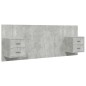 Testiera Letto con Comodini in Legno Multistrato Grigio Cemento Testiera Letto con Comodini in Legno Multistrato Grigio Cemento
