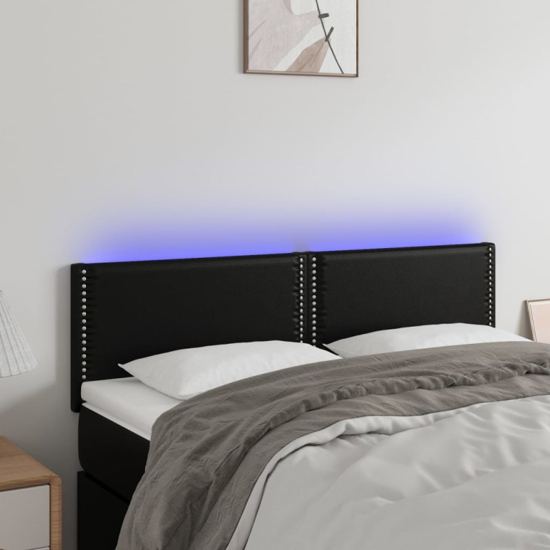 vidaXL Testiera a LED Nera 144x5x78/88 cm in Similpelle vidaXL Testiera a LED Nera 144x5x78/88 cm in Similpelle