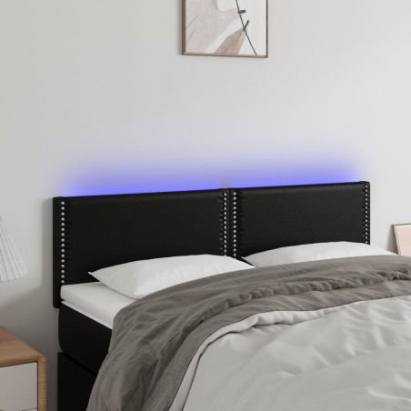 vidaXL Testiera a LED Nera 144x5x78/88 cm in Similpelle