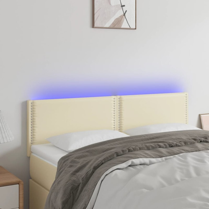 Testiera Crema a LED 144x5x78/88 cm in Similpelle Testiera Crema a LED 144x5x78/88 cm in Similpelle