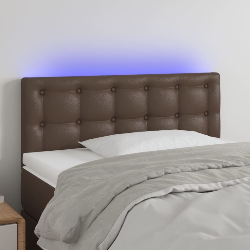 Testiera Marrone a LED 100x5x78/88 cm in Similpelle Testiera Marrone a LED 100x5x78/88 cm in Similpelle
