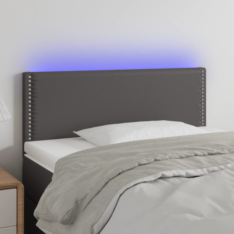 Testiera Grigio a LED 90x5x78/88 cm in Similpelle Testiera Grigio a LED 90x5x78/88 cm in Similpelle