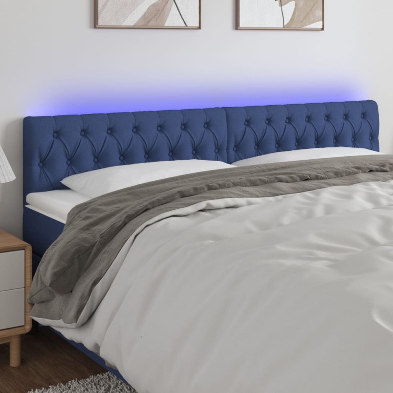 vidaXL Testiera a LED Blu 200x7x78/88 cm in Tessuto vidaXL Testiera a LED Blu 200x7x78/88 cm in Tessuto