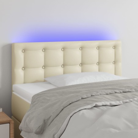 Testiera Crema a LED 90x5x78/88 cm in Similpelle