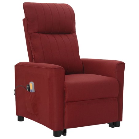 vidaXL Poltrona Alzapersona Massaggiante Rosso Vino Tessuto
