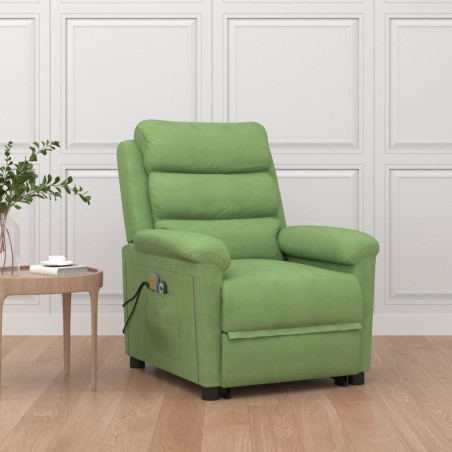 vidaXL Poltrona Alzapersona Massaggiante Verde Chiaro in Velluto