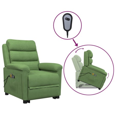 vidaXL Poltrona Alzapersona Massaggiante Verde Chiaro in Velluto