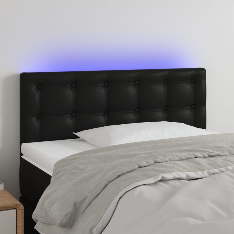 Testiera Nero a LED 90x5x78/88 cm in Similpelle Testiera Nero a LED 90x5x78/88 cm in Similpelle