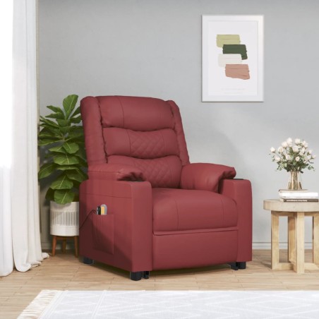 vidaXL Poltrona Alzapersona Rosso Vino Similpelle
