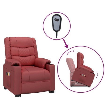 vidaXL Poltrona Alzapersona Rosso Vino Similpelle