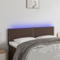 Testiera Marrone a LED 144x5x78/88 cm in Similpelle Testiera Marrone a LED 144x5x78/88 cm in Similpelle
