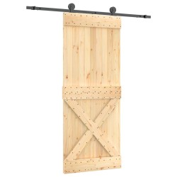 vidaXL Porta Scorrevole con Set Hardware 85x210 cm Legno Massello Pino