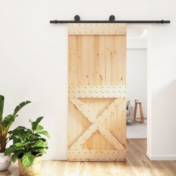 vidaXL Porta Scorrevole con Set Hardware 90x210 cm Legno Massello Pino
