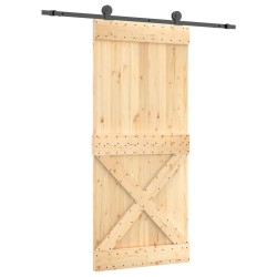 vidaXL Porta Scorrevole con Set Hardware 90x210 cm Legno Massello Pino