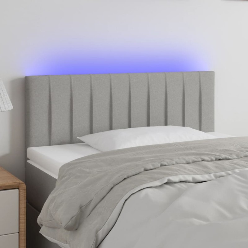 Testiera a LED Grigio Chiaro 100x5x78/88 cm in Tessuto Testiera a LED Grigio Chiaro 100x5x78/88 cm in Tessuto